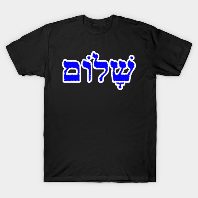 Shalom Peace Wholeness Jewish Blessing Hebrew Letters T-Shirt by BubbleMench